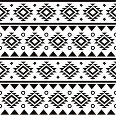 Aztec tribal geometric seamless vector pattern, Navajo abstract design in black and white
