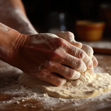  Italian Woman Making Pasta In The Kitchen Sepia Effect