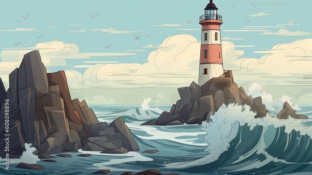 Poster background lighthouse. a captivating banner design with an abstract background, featuring a beautifu