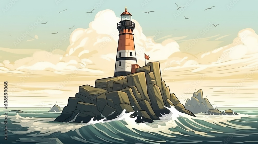Poster background lighthouse. banner design with an abstract background, showcasing a meticulously illustra