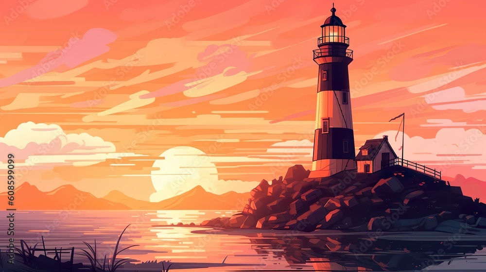 Poster background lighthouse. design with an abstract background featuring a beautifully illustrated image 
