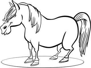 coloring page illustration of funny farm pony horse