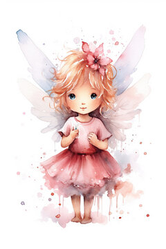 angle fairy watercolor clipart cute isolated on white background