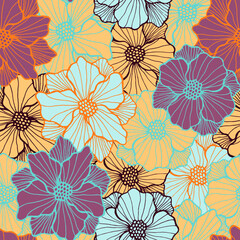 Decorative rose flower seamless sample. Hand drawn bouquet ornament. Rose blossom