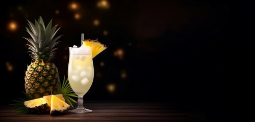 Pinacolada drink banner. Generate Ai - obrazy, fototapety, plakaty