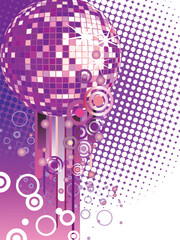 vector illustration of a colorful mirror ball on an abstract background