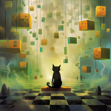 Cute Cats, Childrens Book Illustration, Generative AI