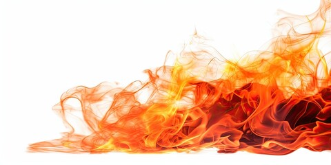 Abstract illustration of flames of fire on a white background. Generative AI