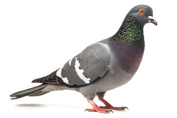 Fototapeta premium Pigeon bird isolated on white background. Generative AI