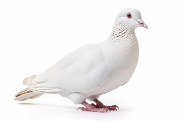 Fototapeta premium White dove isolated on white background. Generative AI