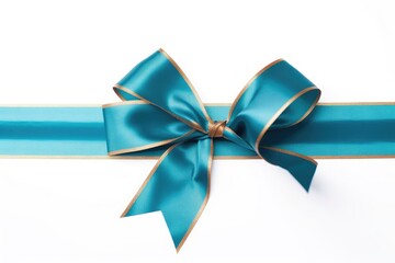 Festive blue bow on a white background. Decoration and gifts. Generative AI
