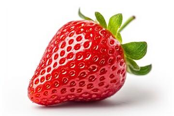Juicy red strawberries on a white background. Generative AI