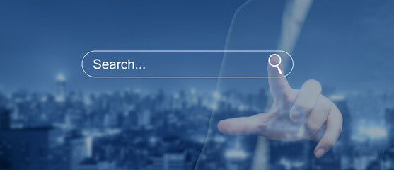 SEO, Search Engine Optimization concept. Young men use smartphones to find what they are interested...