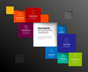 Fototapeta premium Vector dark diagonal Minimalist colorful Infographic template made from squares