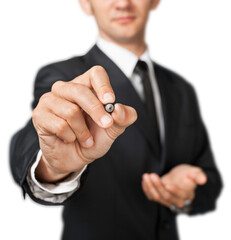 businessman hand working and drawing pen