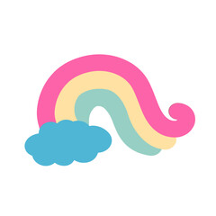rainbow and clouds icon ,vector, illustration,hand drawn