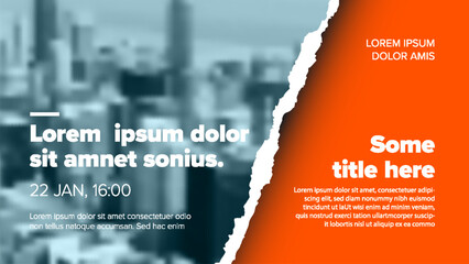 Social media event cover template for online webinar with blue photo placeholder