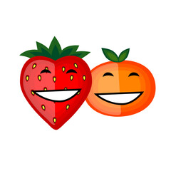 Funny fruits smiling together for your design