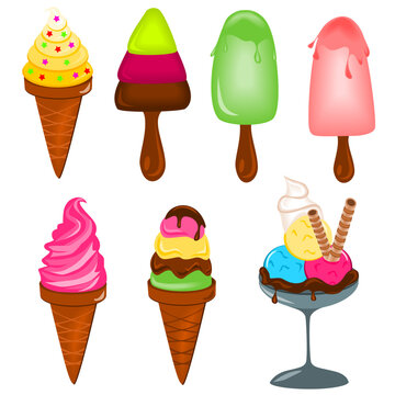Illustration of different kind of ice creams