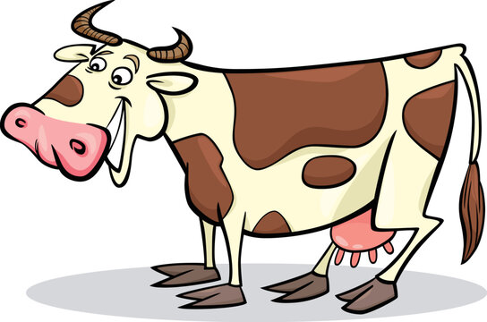 cartoon humorous illustration of funny farm cow