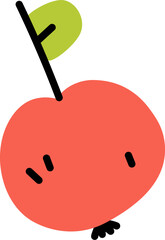 Simple doodle red apple. Flat vector illustration.