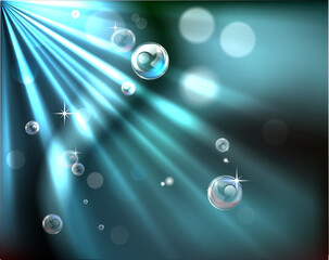 An abstract light rays and  bubble background illustration