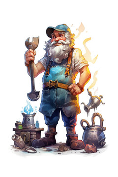recommend clip art: blacksmith watercolor clipart cute isolated on white background