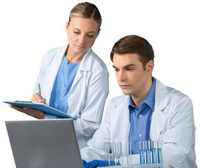 Scientists and Researcher Working with Laptop