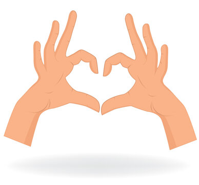 Hand like heart shape isolated on white background. Vector love pattern illustration .