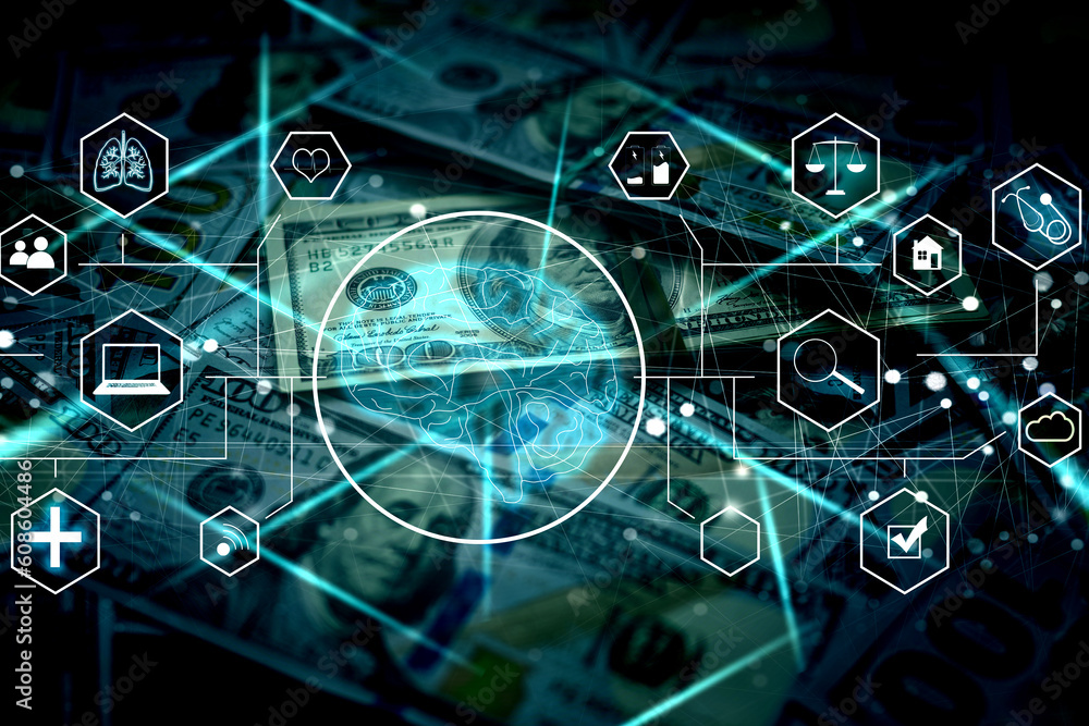 Poster ai concept. artificial intelligence and various industries.