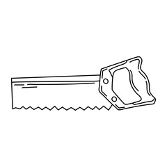 Doodle Manual saw icon in vector. Hand drawn Manual saw icon in vector