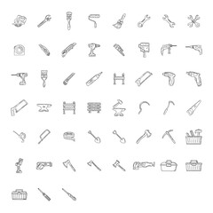 Doodle set working construction tools