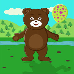 Obraz na płótnie Canvas Teddy bear with daisies. Teddy bear with a balloon