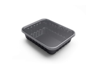 Plastic Food Packaging Tray With Clear Plastic Cover 3D Rendering