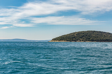 Fototapeta na wymiar View at islands in croatia near Blue Lagoon from the open sea