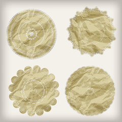 vector paper cut golden snowflakes, crumpled paper texture, can be used separately