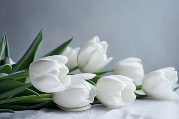 Fototapeta na wymiar White tulips floral. Generate Ai