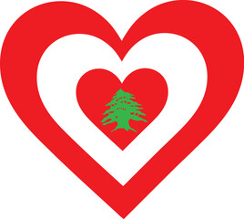 A concentric, heart shaped design, with national symbolism evocative of Lebanon.
