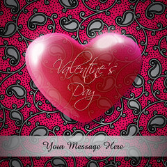 Valentine's Day Vector Illustration with Heart and Space for Your Message