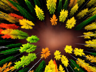 Autumn forest with high contrast realistic colors.