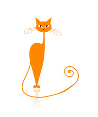 Graceful orange striped cat for your design