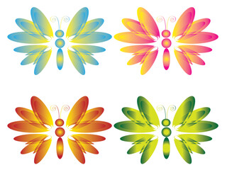 Fototapeta na wymiar Four butterflies , vector.