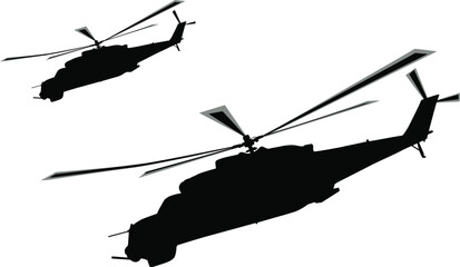 Flying helicopters silhouette. Vector © Designpics