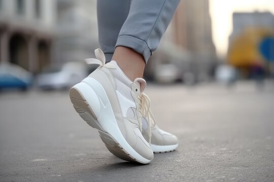 Woman stylish sneakers funny. Generate Ai