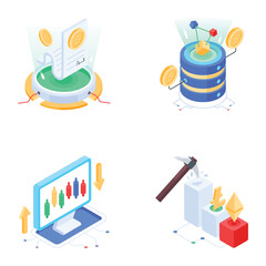 Isometric icon of blockchain server