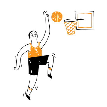 basketball player orange jersey shooting hoop clip art preview