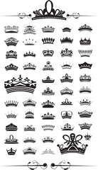 silhouettes Vector set of 50 crown - EPS 10 Vector.
