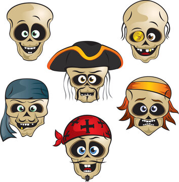 The funny pirate skull illustration