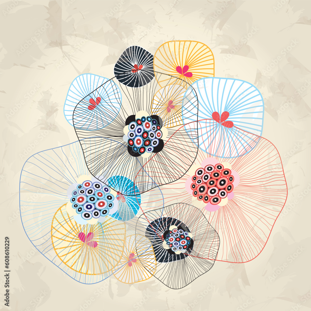 Poster bright abstract background graphics with different elements
