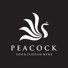 Creative peacock and peacock feather logo template design-Vector illustration.